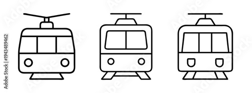Illustration of various tram designs for public transportation and urban mobility solutions vector art