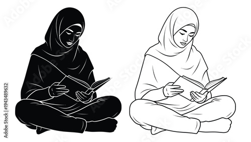 Two women sitting cross-legged and reading books