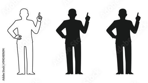 Three silhouettes of men pointing upwards