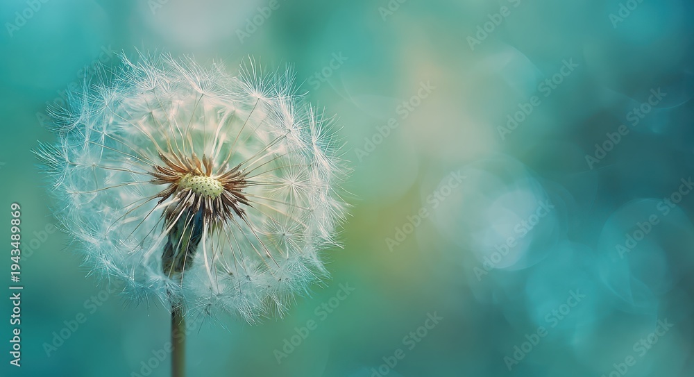 Fototapeta premium beautiful dandelion seed macro on a pastel background