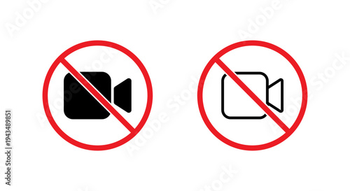 No video camera icon. Recording prohibition symbol