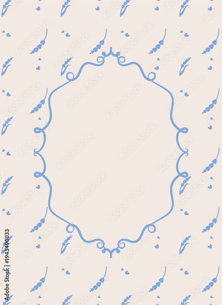 Fototapeta premium Frame With Floral Pattern Border Background