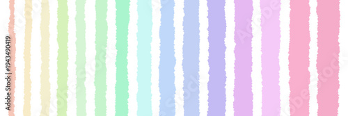 Pastel rainbow torn paper strips for digital scrapbooking and bullet journal decoration