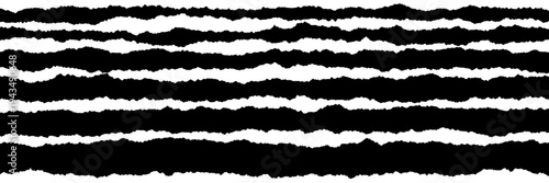 Black and White Torn Paper Strips for Grunge Scrapbook Design and Collage Art