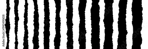 Vertical Black and White Torn Paper Strips for DIY Punk Rock Zine Collage