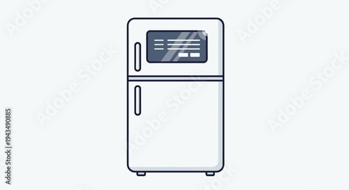 A line drawing of a refrigerator with a freezer on top, Generative AI.