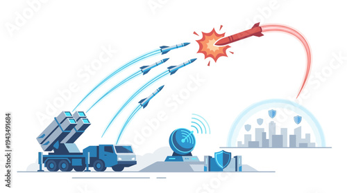 Missile Intercept Infographic – Air Defense Protection System Concept