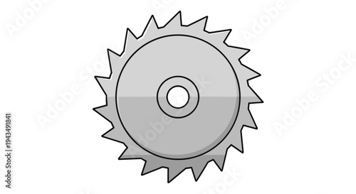 A gray gear with jagged teeth on the outer edge and a circular hole in the center, Generative AI.