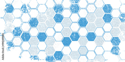 Abstract blue hexagon banner background.
