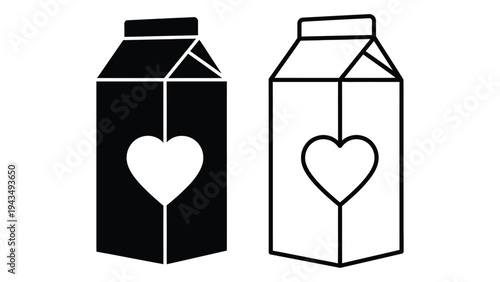 Cartoon milk cartons with hearts on them