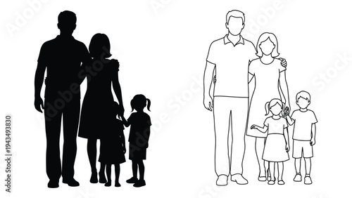 A family of two and a family of four standing