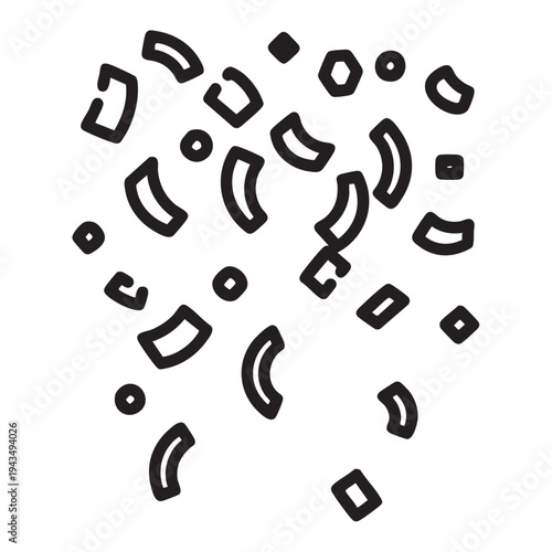 Colorful confetti pieces falling in a lively celebration scene with festive decorations