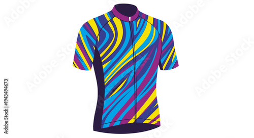 Vibrant short sleeve cycling jersey with abstract colorful pattern.