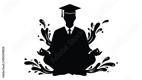 A graduate meditates in a serene and peaceful environment