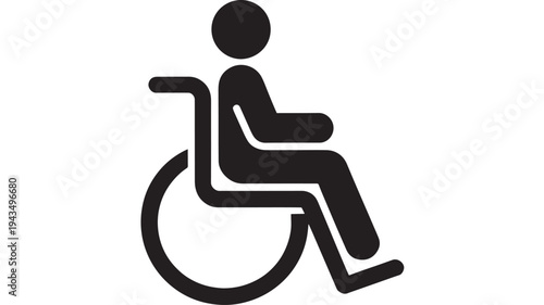 Wheelchair Accessibility Icon – Disabled Person Mobility Symbol for Inclusive Design and Accessibility Sign Isolated on White