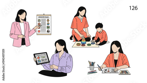 Multitasking Women: An inspiring montage of women in various roles, showcasing their versatility and ability to balance work, family, and personal pursuits.