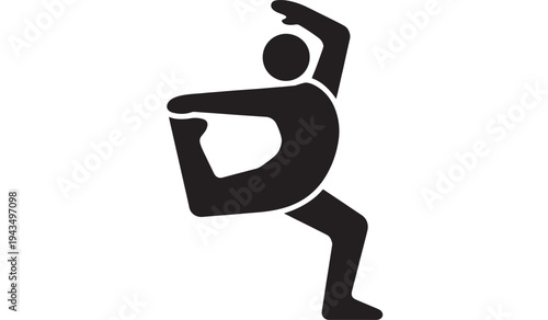 Dancing Silhouette Person Icon – Minimal Flat Vector Solo Dancer Isolated on White for Music, Movement, Fitness and Freedom Concepts
