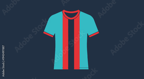 Vibrant Teal and Red Striped Football Jersey Icon.