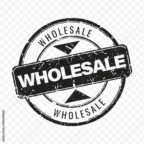 Wholesale text rubber stamp in black ink grunge style for distribution and commercial business supply