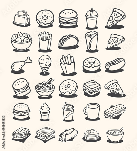 hand drawn doodle fast food
