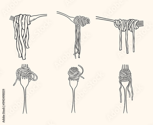 vector illustration of spageti pasta on fork