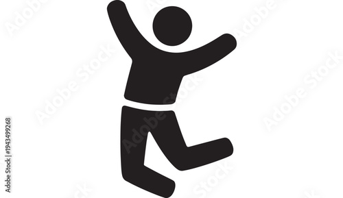 Jumping Person Silhouette Icon Symbolizing Joy Celebration Freedom And Success