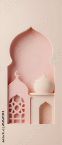 3D Paper Cut Islamic Arch Composition