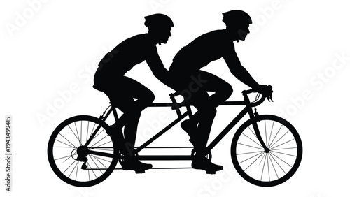 Two people riding a tandem bicycle