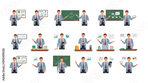 Lecturer's Presentation: A compilation of a lecturer delivering a presentation. The image showcases the essence of a teacher and his tools.