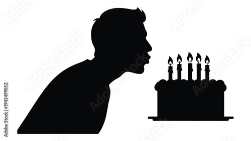 Man blowing out candles on a birthday cake
