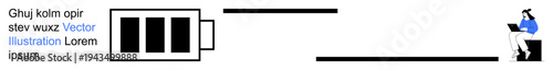 Technology reliance, energy depletion, productivity, remote work, workplace stress, and creative writing. A person working on a laptop next to a low battery icon. Technology reliance and energy