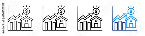 Housing Market Icon Different Style Outline Collection Set.