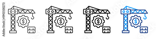 Construction Financing Icon Different Style Outline Collection Set.