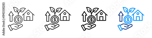 Real Estate Investment Icon Different Style Outline Collection Set.