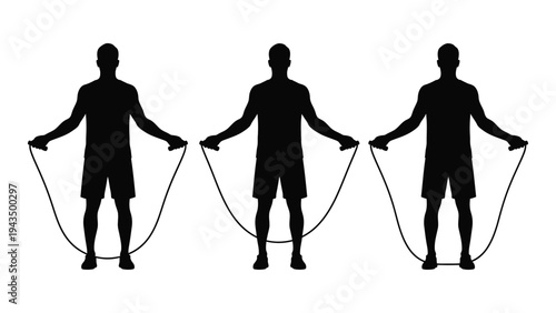 A man jumping rope in different positions