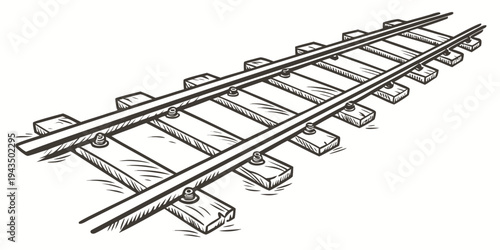 Railway track with metal rails and wooden sleepers