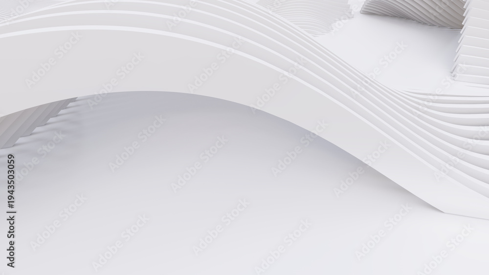 Fototapeta premium Abstract Curved Shapes. White Circular Background.