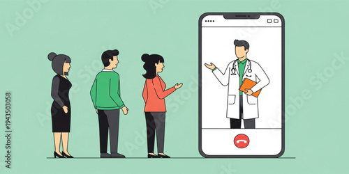 Online Doctor Consultation via Smartphone Video Call with Patients Representing Telemedicine Service, Virtual Healthcare Support and Remote Medical Advice Concept