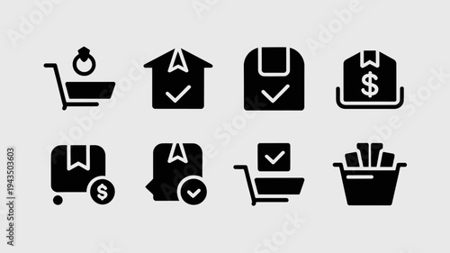 E-commerce and shopping icons set.