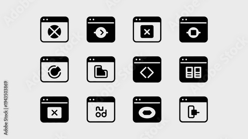 Collection of web browser icons and symbols.
