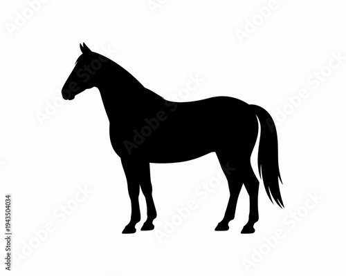 Black silhouette of a standing horse.