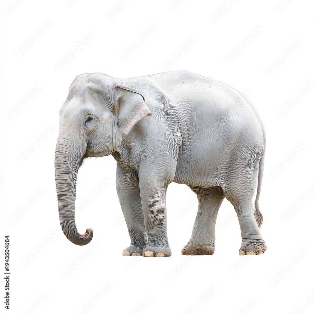 Obraz premium Majestic Asian Elephant Standing Gracefully with Short Trunk and Calm Expression in Nature's Splendor