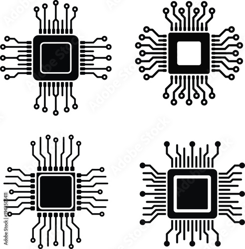 Microchip circuit board illustrations with various pin configurations