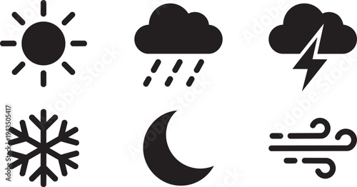 UX/UI Weather App Wireframe Symbols and Forecast Interface Prototyping Elements Solid Black Vector Silhouette Icon Set