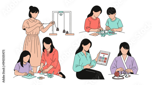 Educational Exploration: A group of students engage in hands-on science experiments, demonstrating the excitement and engagement of scientific exploration. 