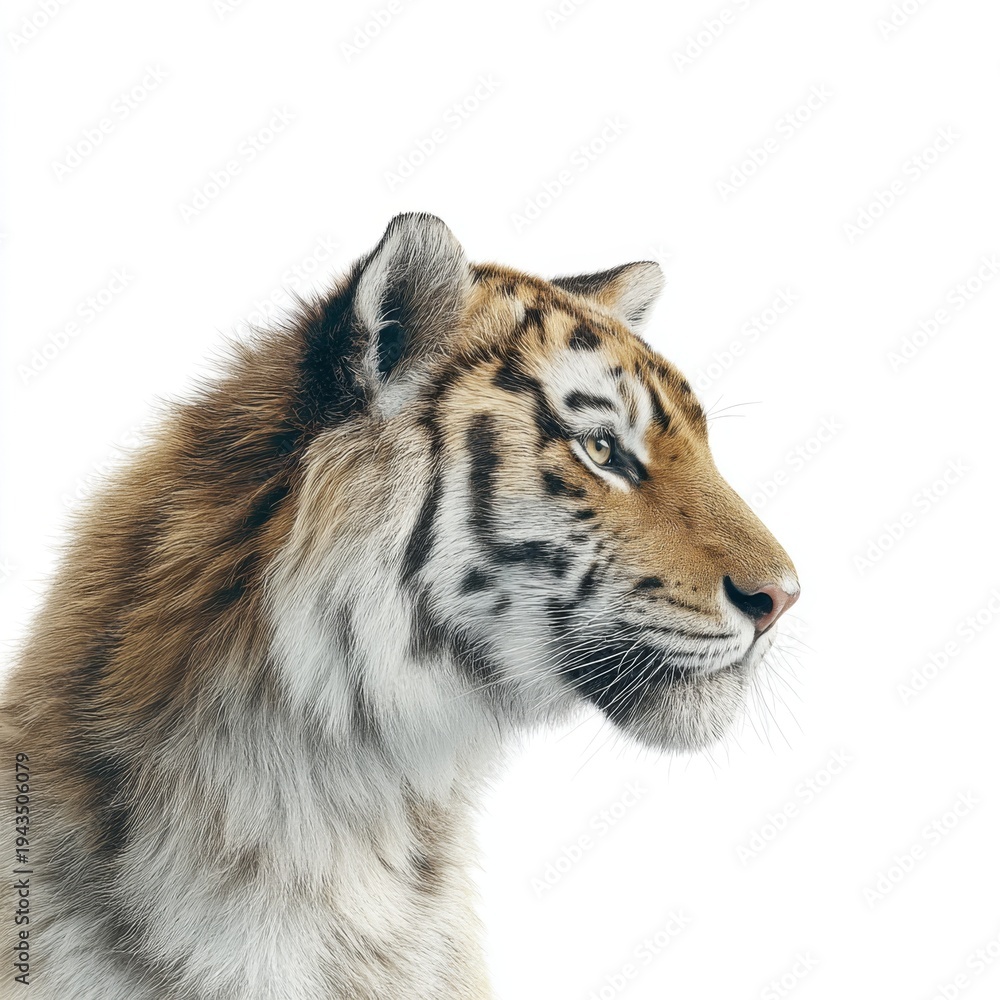 Obraz premium Majestic close-up of a tiger showcasing powerful features and intense gaze in a natural environment