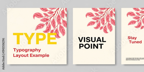 Minimal Floral Social Media Post Template Set with Elegant Typography Layout, Botanical Leaves Design, and Modern Aesthetic for Branding, Marketing, and Promotion