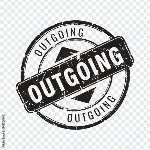 Professional black grunge rubber stamp icon for outgoing mail and document dispatch tracking services