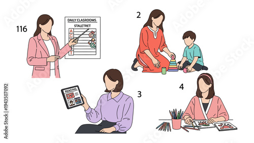 Classroom Activities: A curated visual narrative showcasing daily classroom activities, illustrating various learning scenarios