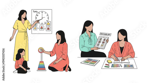 Playtime and Learning: Depicts moments of a mother and child engaging in educational play, fostering early learning and development.